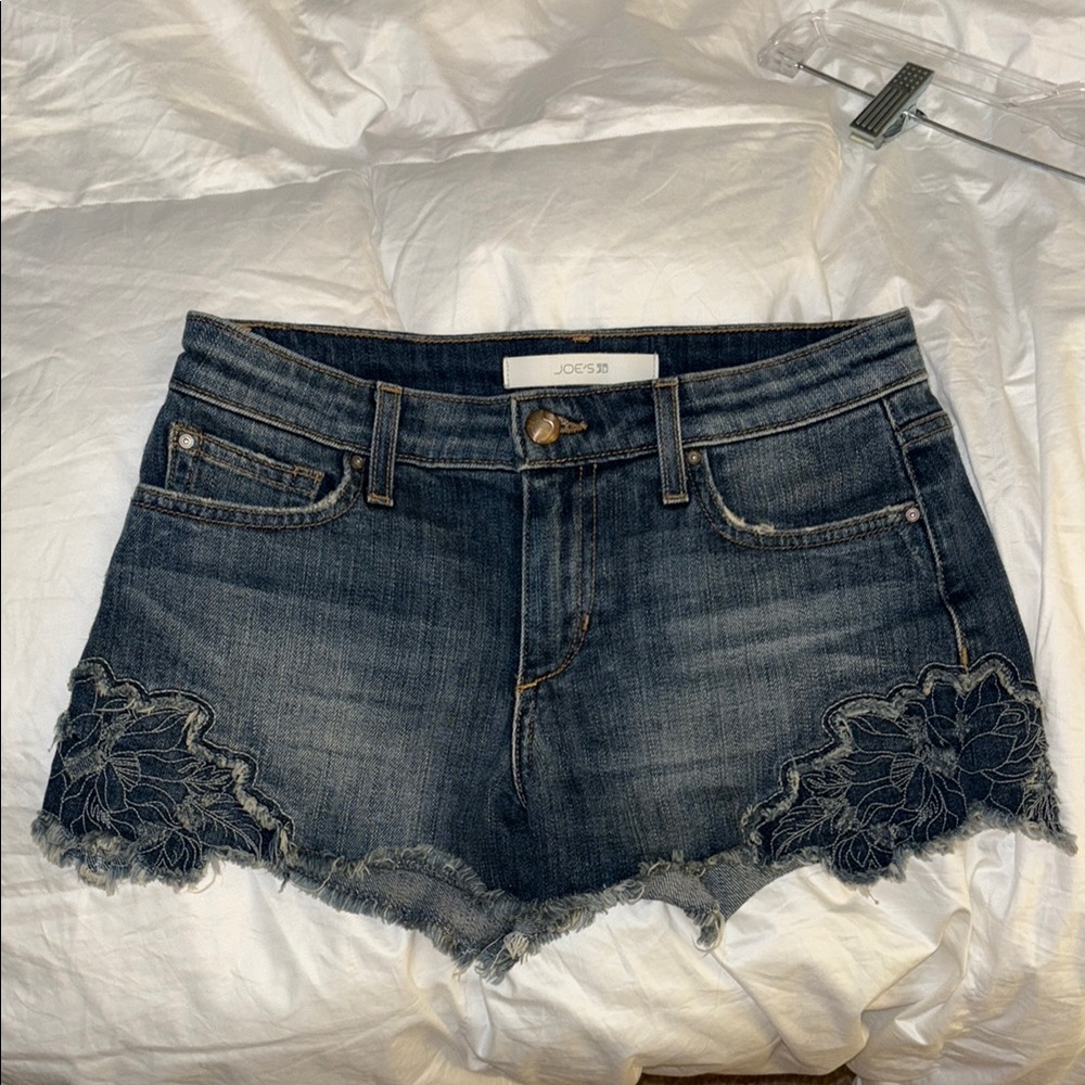 Joe's Jeans Blue Denim Shorts with Lace Detail